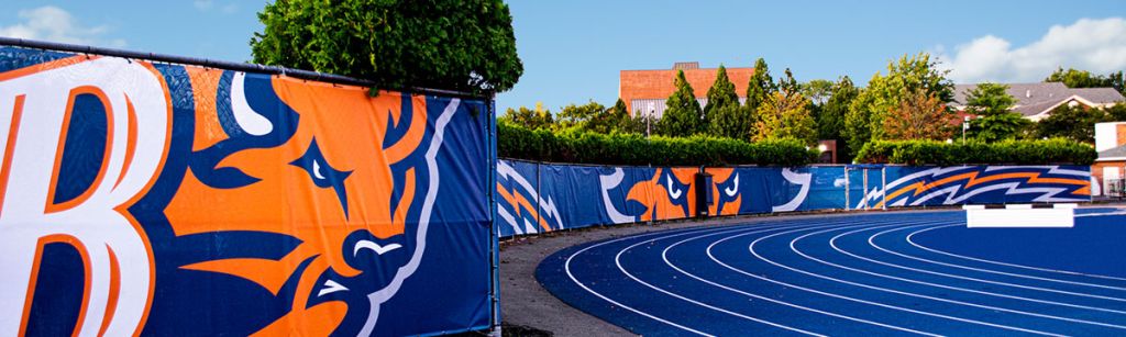Custom printed windscreen on athletic field fence